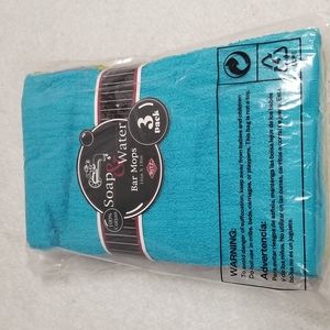 Ritz Bar Mop Towels Pink, Teal and Light Green.